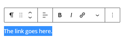 Images shows text highlighted and toolbar above the highlighted text.